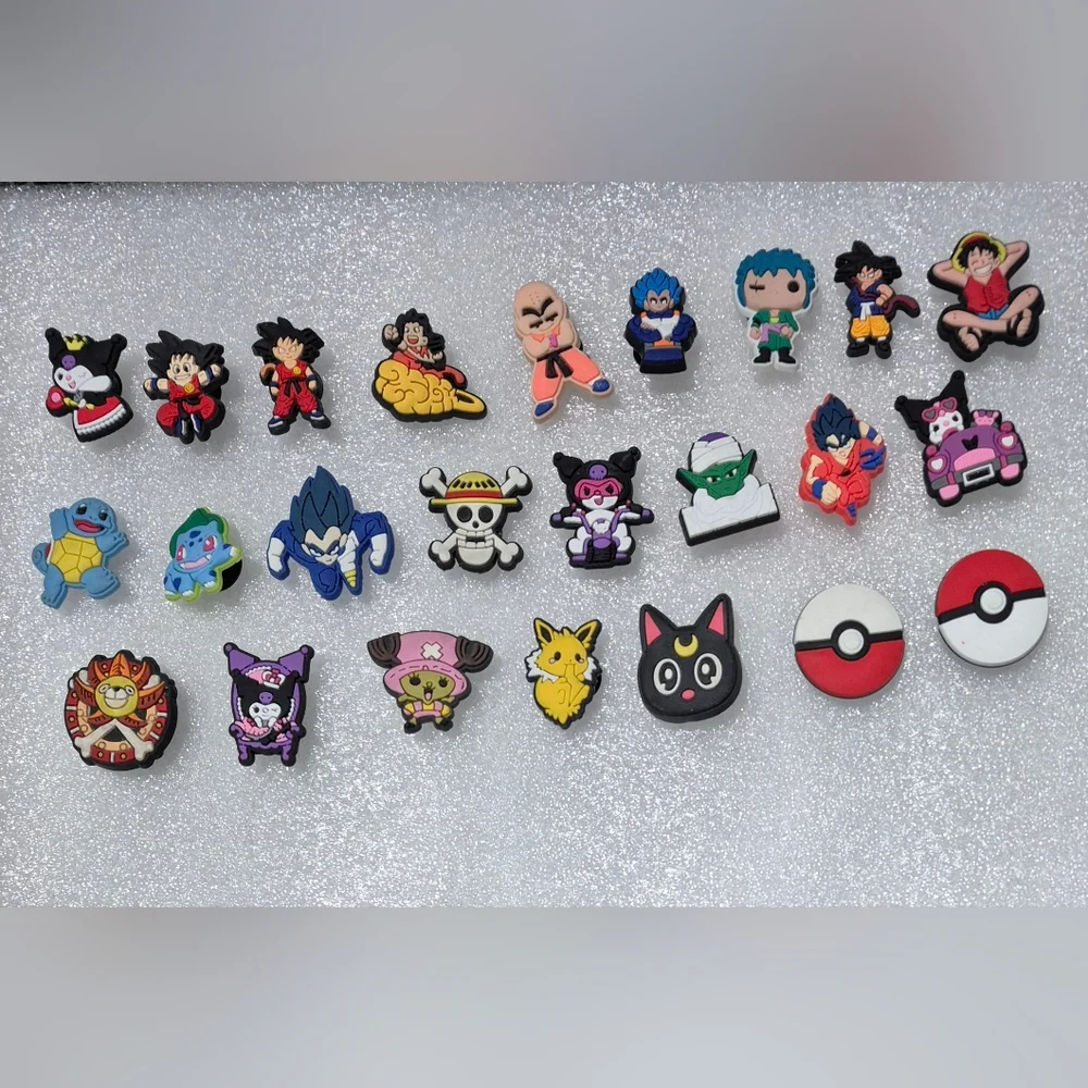 Unisex Sanrio Anime,Dragon Ball Z&Pokemon Shoe Charms For Clogs 24 Pcs.